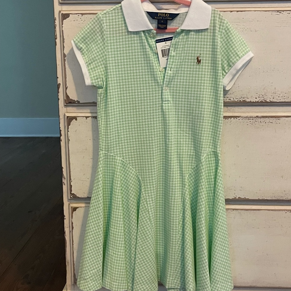 Polo gingham dress green BNWT